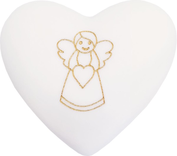 Ich beschütze dich - Porzellan-Handschmeichler Herz mit Engel