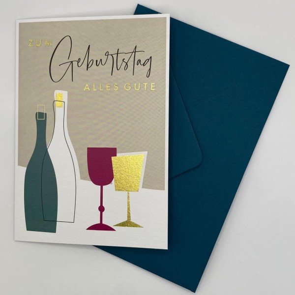 Grußkarte Zum Geburtstag alles Gute (Wein) mit Umschlag