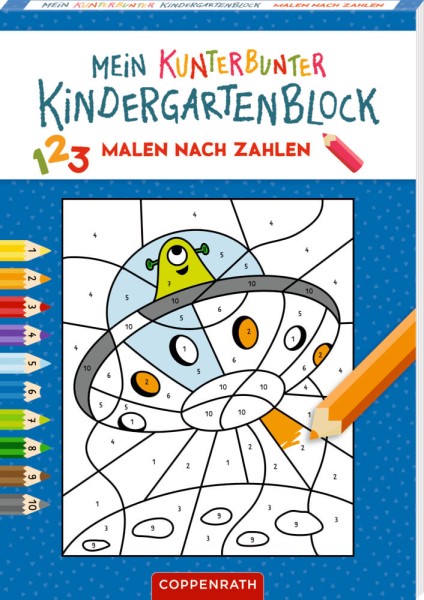 Mein kunterbunter Kindergartenblock: Malen nach Zahlen (Weltall)