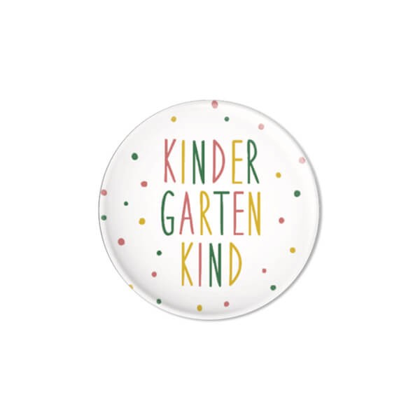 Button Kindergartenkind, Konfetti pink-grün-senf