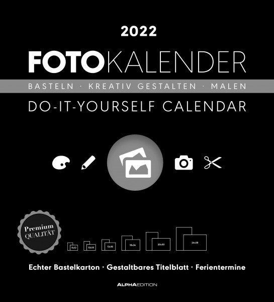 Foto-Bastelkalender schwarz XL 2022 45x49,5
