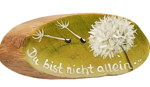 Holz-Handschmeichler Pusteblume grün "Du bist nicht allein"