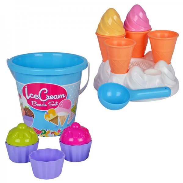 Eimergarnitur 14-tlg. "Eiscreme/Ice Cream einzeln (2 verschiedene Farben)