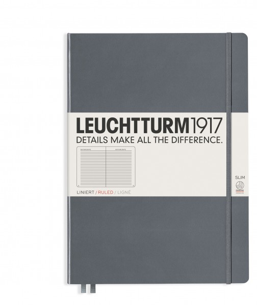 Notizbuch Master Slim (A4+), Hardcover, 123 nummerierte Seiten, Anthrazit, Liniert
