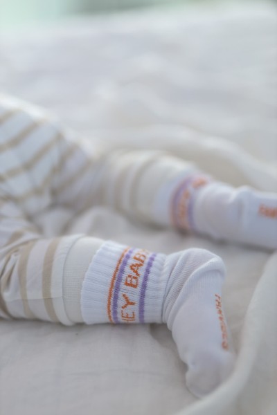 Socken HEY BABY - Lavender | Orange (Größe 0-1 Jahr)