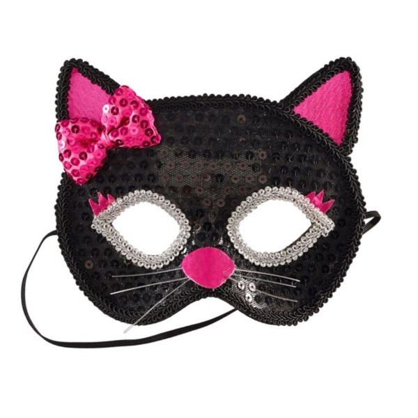Maske Katze, schwarz-fuchsia