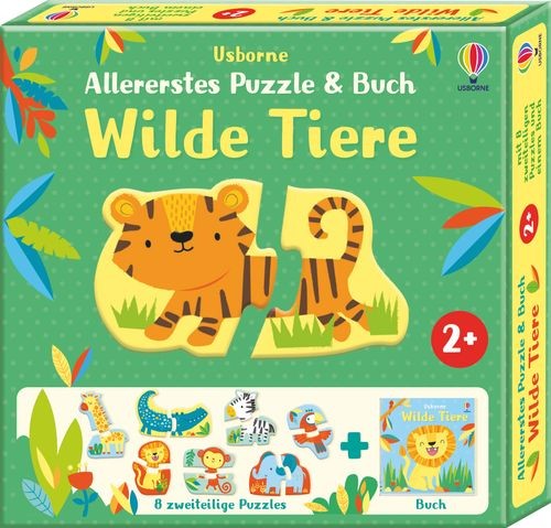 Allererstes Puzzle & Buch: Wilde Tiere mit 8 zweiteiligen Puzzles und einem Buch