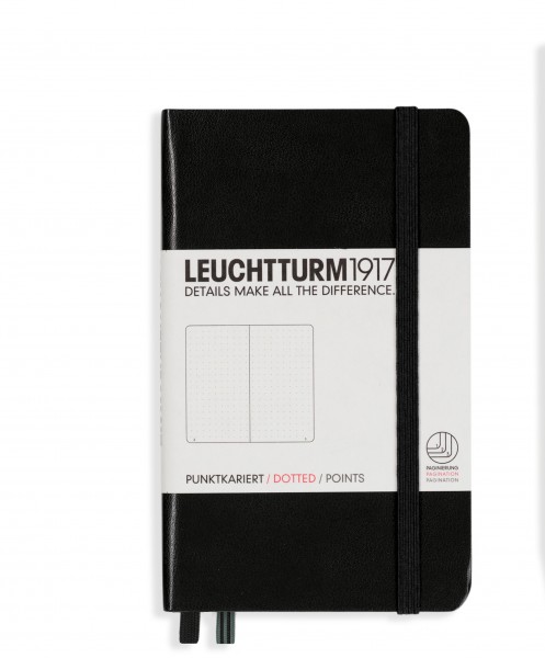 Notizbuch Pocket (A6), Hardcover, 187 nummerierte Seiten, Schwarz, Dotted