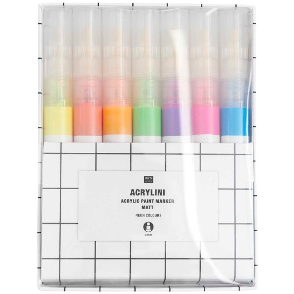 Acrylini Marker Set Neon Colours, 7 Farben