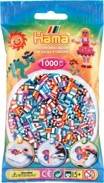 Hama® Bügelperlen Midi - gestreift Mix 1000 Perlen (6 Farben)