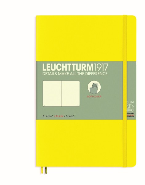 Notizbuch Paperback (B6+), Softcover, 123 nummerierte Seiten, Zitrone, Blanko