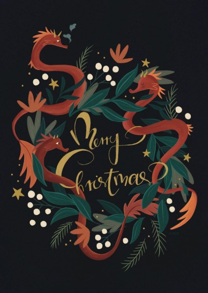 Postkarte 03 "Weihnachtskranz" (A5) - Vergissmeinnicht