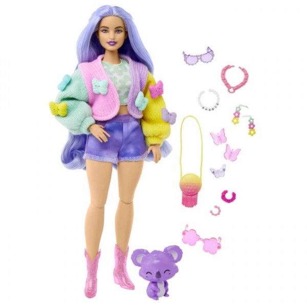 Barbie Extra Puppe mit lila Haaren & Schmetterlingsclips