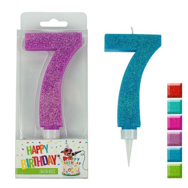 BIRTHDAY FUN Zahlenkerze 7 Glitter Maxi