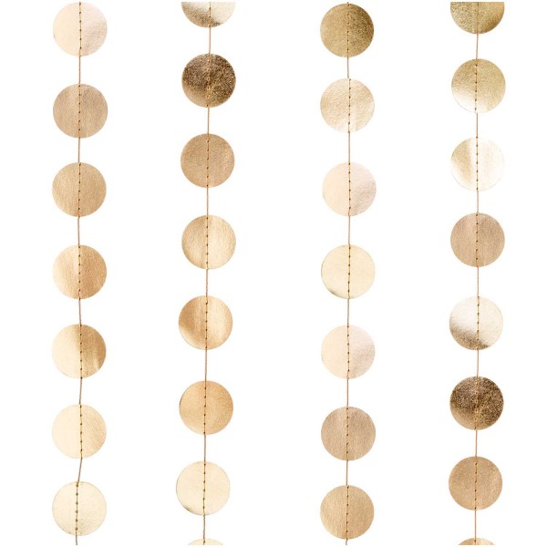 YEY! LET'S PARTY Genähte Girlande Kreise 3,8cm GOLD 2M