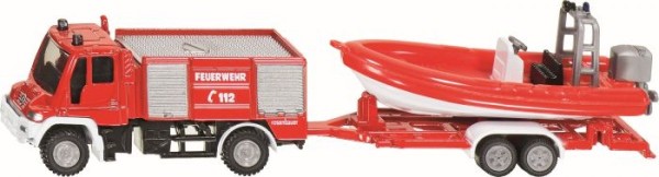 Unimog Feuerwehr mit Boot 1:87