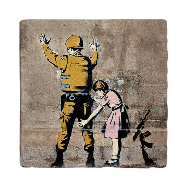 Fliese Banksy - Mädchen und Soldat