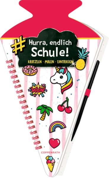 Schultüten-Kratzelbuch Funny Patches,pink - Hurra, endlich Schule!