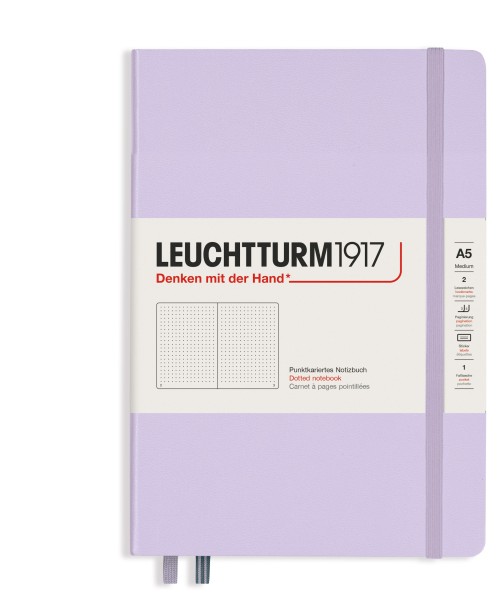Notizbuch Medium (A5), Hardcover, 251 nummerierte Seiten, Lilac, dotted