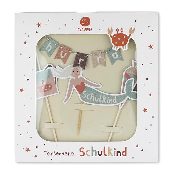 Cake Topper mit Glitzer Meerjungfrau 'Under the Sea' – Schulkind - Tortendeko