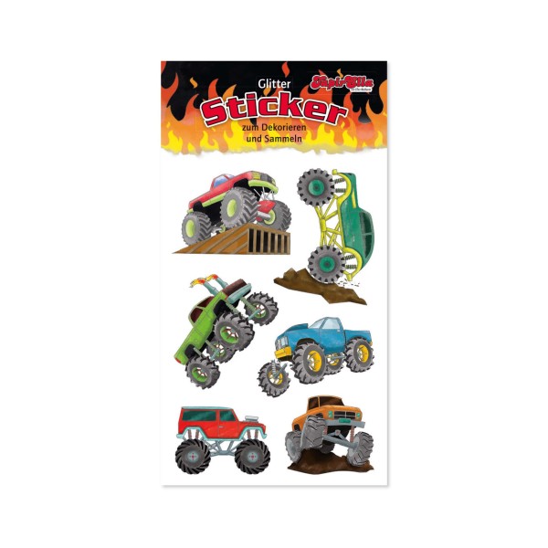 TapirElla Glitter-Sticker Monstertrucks