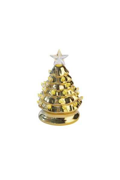 Luce, Weihnachtsbaum mit LED, S(H13,5cm), Porzellan, gold