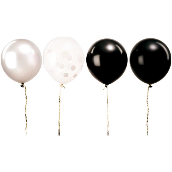 Luftballons schwarz/weiß mix (12 Stück)