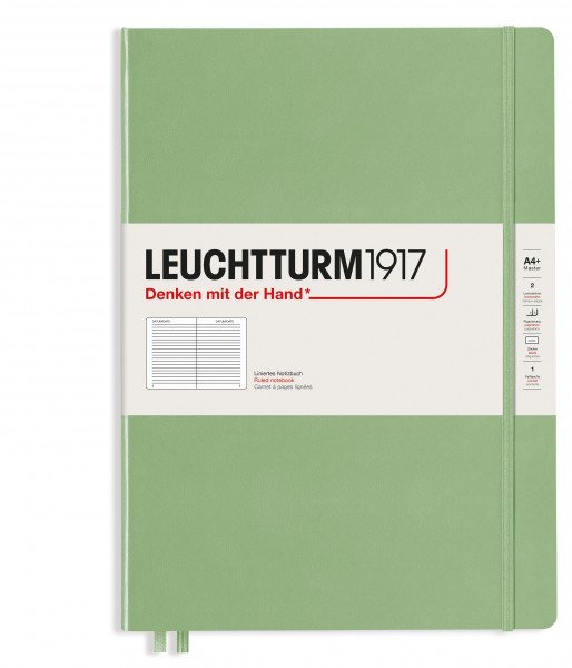 Notizbuch Paperback (B6+), Softcover, 123 nummerierte Seiten, Salbei, Liniert