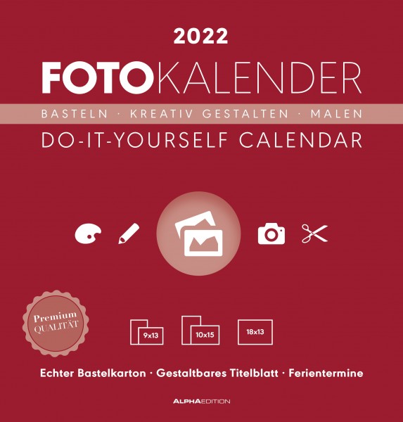 Foto-Bastelkalender rot 2022 21x22