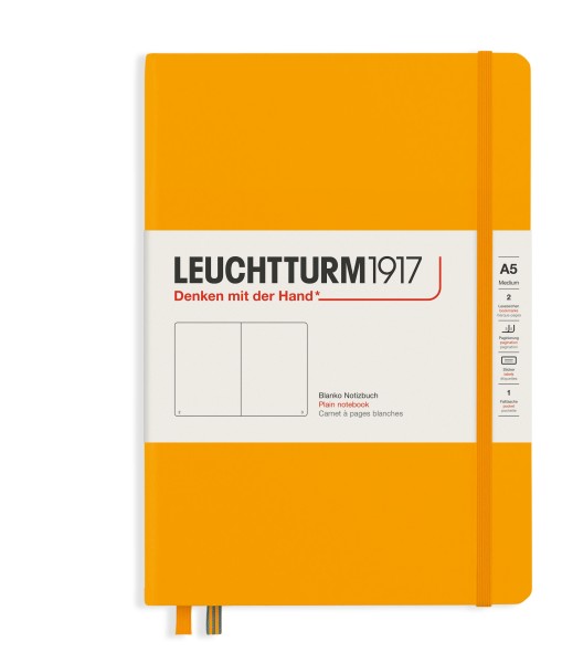 Notizbuch Medium (A5), Softcover, 123 nummerierte Seiten, Rising Sun, blanko