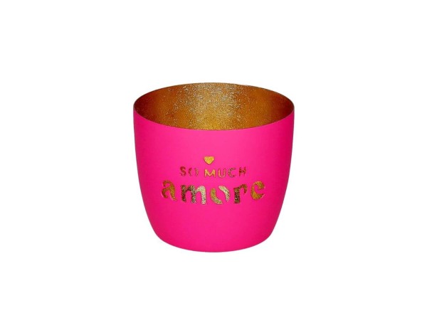 Madras, Windlicht, M, Motiv: So much amore, hot pink/gold