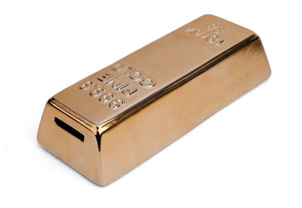 CERAMIC GOLD BAR COIN BANK