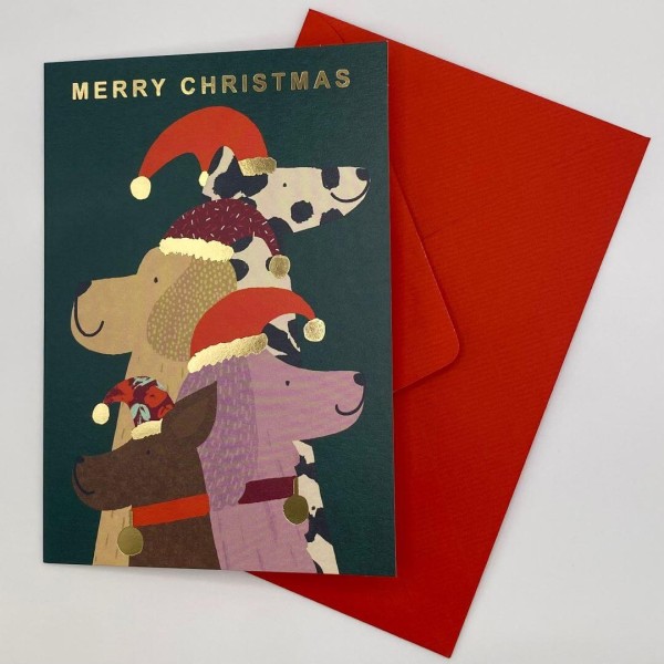 Grußkarte Merry Christmas (Hunde) mit Umschlag