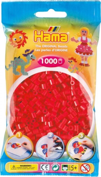 Hama® Bügelperlen Perlen, rot, 1000 Stück