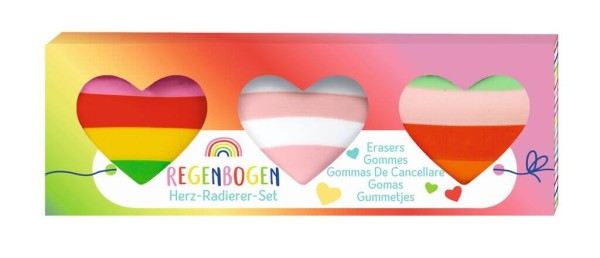 Regenbogen Herz Radierer Set