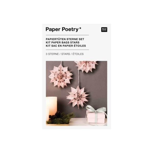 Paper Poetry Bastelset Papiertüten-Sterne Jolly Christmas rosa (klein)