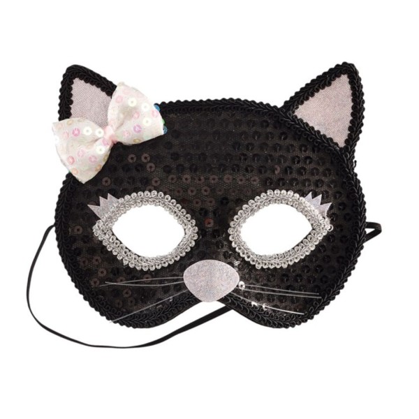 Maske Katze, schwarz-silber