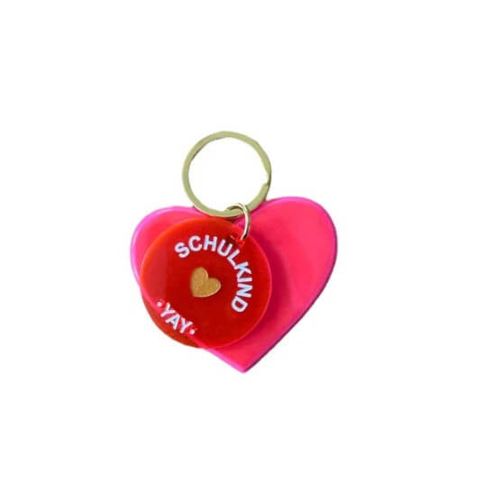 Schlüsselanhänger Schulkind Herz pink