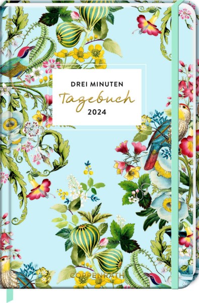 Großer Wochenkalender: 3 Minuten Tagebuch 2024 - Blüten hellblau