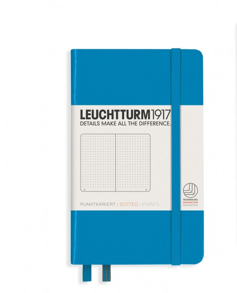 Notizbuch Pocket (A6), Softcover, 123 nummerierte Seiten, Azur, Dotted