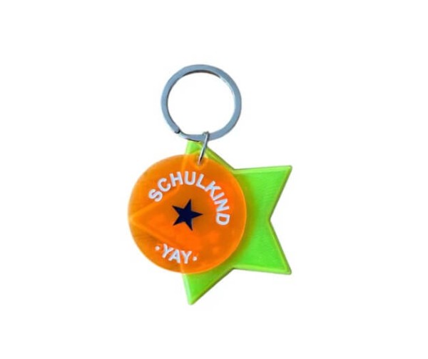 Schlüsselanhänger Schulkind Stern orange