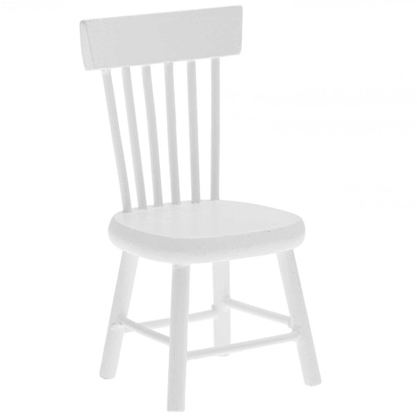Miniatur Stuhl 4,5x4x8,5cm weiß - Wichtel- und Puppenhaus