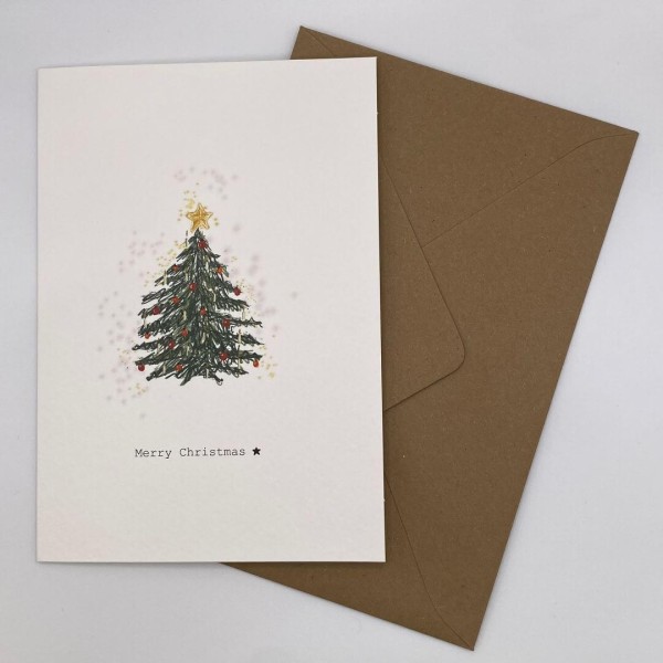 Grußkarte Merry Christmas (Weihnachtsbaum) mit Umschlag