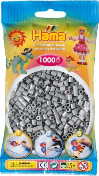 Hama® Bügelperlen Perlen, grau, 1000 Stück