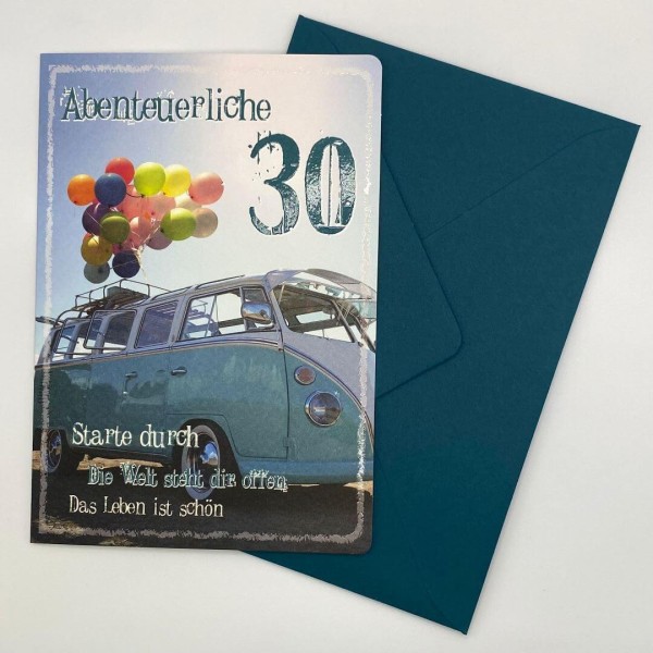Grußkarte "Abenteuerliche 30" mit Umschlag