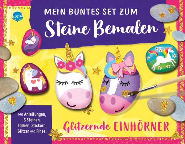 Mein buntes Set zum Steine Bemalen: Glitzernde Einhörner