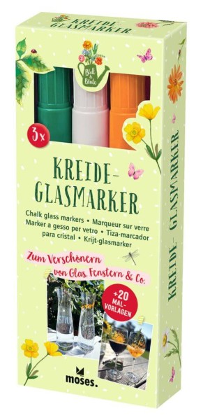 Blatt & Blüte Kreide-Glasmarker 3er Set