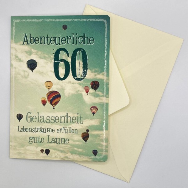 Grußkarte "Abenteuerliche 60" mit Umschlag