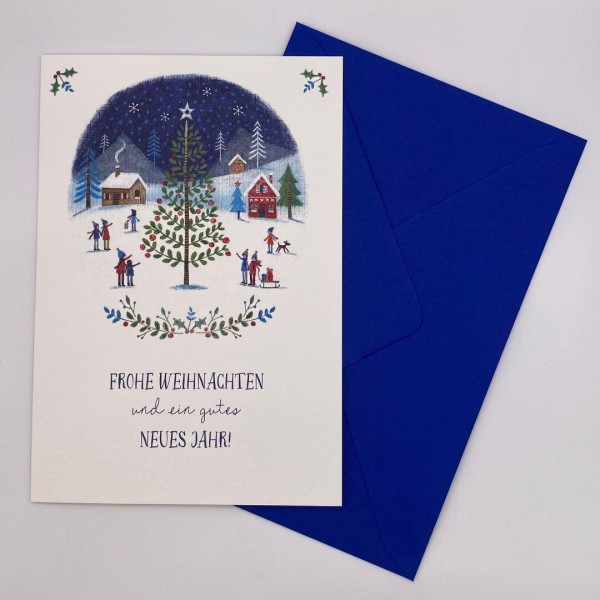 Grußkarte Frohe Weihnachten und ein gutes neues Jahr mit Umschlag