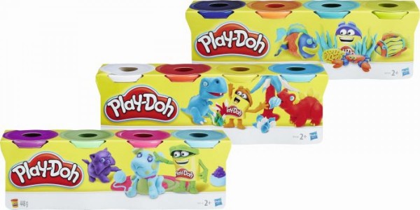 Play-Doh 4er Pack Knete - weiß/rot/gelb/türkis